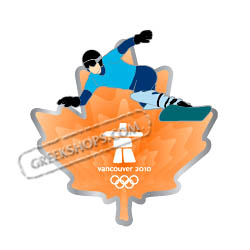 Vancouver 2010 Clear Orange Leaf Snowboarder Pin