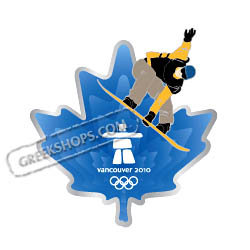 Vancouver 2010 Clear Blue Leaf Snowboarder Pin