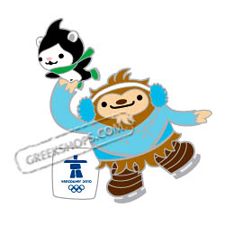 Vancouver 2010 Mascots Quatchi and Miga Figure Skating Pin