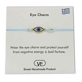 The Filia Bracelet Collection:: Greek Evil Eye Charm Adjustable Macrame Turqoise Bracelet