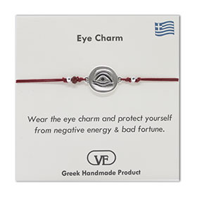 The Filia Bracelet Collection:: Round Evil Eye adjustable Macrame Red Bracelet