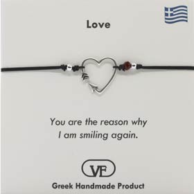 The Filia Bracelet Collection:: Heart shaped arrow adjustable Macrame Black Bracelet