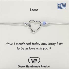 The Filia Bracelet Collection:: Heart shaped arrow adjustable Macrame Silver Bracelet