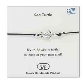 The Filia Bracelet Collection:: Greek Turtle adjustable Macrame Black Bracelet