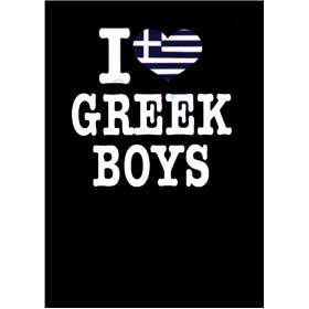 Adult Crew neck tshirt "I Love Greek Boys", In Black D2184