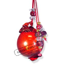 Glass Pomegranate Good Luck Ornament (Gouri) - 2.5" red round