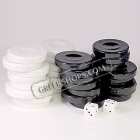 Backgammon Pawns (poulia) and Dice