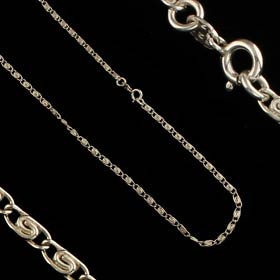 Sterling Silver 18" Chain with Ancient Greek Floral Motif Links (Handmade)