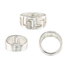 Sterling Silver Ring - Greek Key Motif Cut Out (10mm)