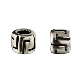 Pandora Compatible Sterling Silver Greek Key Bead (8mm) - Fits all Charm Bracelets