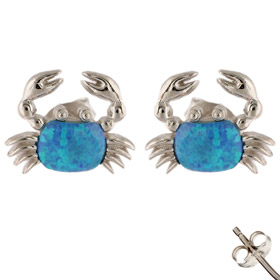 The Neptune Collection - Sterling Silver Earrings - Cancer and Opal (13mm)