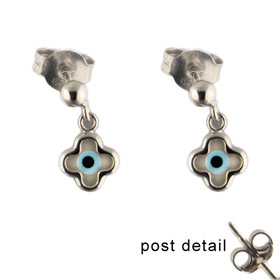 The Amphitrite Collection - Platinum Plated Sterling Silver Earrings - Mother of Pearl Mati Cross (6