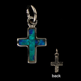 The Neptune Collection - Sterling Silver Pendant - Greek Orthodox Cross and Opal (9mm)