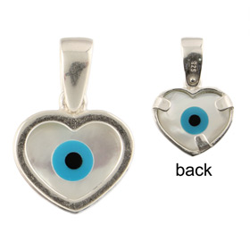 The Amphitrite Collection - Platinum Plated Sterling Silver Pendant - Mother of Pearl Heart Mati (14