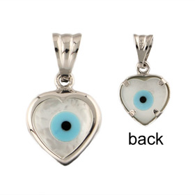 The Amphitrite Collection - Platinum Plated Sterling Silver Pendant - Mother of Pearl Heart Mati (9m