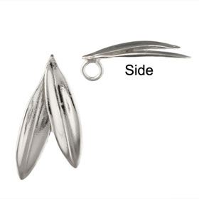 The Elaia Collection - Sterling Silver Pendant - Olive Leaf Pair (20mm)