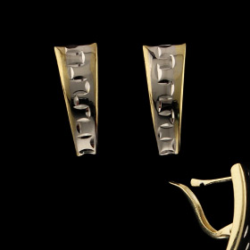 14k Gold Filled Two-Tone Greek Key Half-Hoop Earrings (16mm)