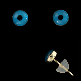 14k Gold Post Earrings w/ Evil Eye (6mm)