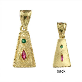 Justinian Collection - 24k Gold Plated Sterling Silver Pendant - Trapezoid w/ Cubic Zirconia (18mm)