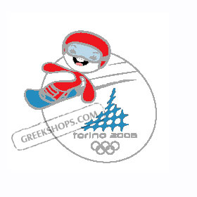 Torino 2006 Mascot on Snowboard Pin