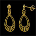 24k Gold Plated Sterling Silver Earrings - Teardrop w/ Greek Key Motif (29mm)