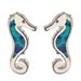 The Neptune Collection - Sterling Silver Earrings - Seahorse and Opal (15mm)