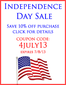Independence Day Sale 2013, 10% Off Purchase with Coupon Code: 4JULY13