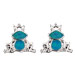 The Neptune Collection - Sterling Silver Earrings - Frog and Opal (9mm)