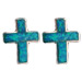 The Neptune Collection - Sterling Silver Earrings - Greek Orthodox Cross and Opal (6mm)