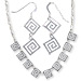 Sterling Silver Necklace & Earring Set - Handcrafted Greek Key Motif Links