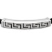 Sterling Silver Rubber Bracelet - Rectangle Charm w/ Greek Key Motifs