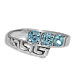 Sterling Silver Ring - Greek Key Stem Triple Stone