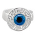 Greek Sterling Silver Mati Collection - Ring w/ Circle & Greek Key