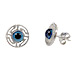 Greek Sterling Silver Mati Collection - Round Post Earrings Greek Key (10mm)