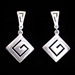 The Clio Collection - Sterling Silver Earrings Greek Key Diamond (30mm)
