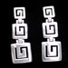 The Clio Collection - Sterling Silver Earrings Greek Key Diamond (32mm)
