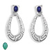 Sterling Silver Earrings - Greek Key Teardrop with Stone (35mm)