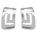 Sterling Silver Earrings - Greek Key Curve Clip On (19mm)