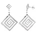 Sterling Silver Earrings - Double Greek Key Motif Diamond (29mm)