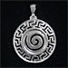 Sterling Silver Pendant - Greek Key Spiral (33mm)