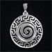 Sterling Silver Pendant - Swirl with Greek Key Motif Border (33mm)