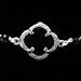 Platinum Plated Sterling Silver Bracelet - Floral Charm w/ Onyx Stone & Onyx Beads