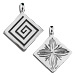 Sterling Silver Pendant - Double Sided Greek Key and Floral (30mm)