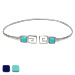 Sterling Silver Cuff Bracelet - Greek Key Motif w/ Square Stone