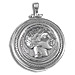 Sterling Silver Pendant - Ancient Greek Apollo & Owl Coin Replica (35mm)
