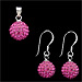 The Rio Collection - Swarovski Crystal Ball Pendant and Hook Earrings Magenta