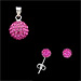 The Rio Collection - Swarovski Crystal Ball Pendant and Post Earrings Magenta