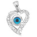 The Amphitrite Collection - Sterling Silver Pendant - Greek Key Heart w/ Mati & Swarovski (18mm)
