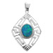 The Neptune Collection - Sterling Silver Pendant - Diamond w/ Greek Key & Opal (33mm)