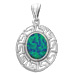 The Neptune Collection - Sterling Silver Pendant - Oval w/ Greek Key & Opal (23mm)